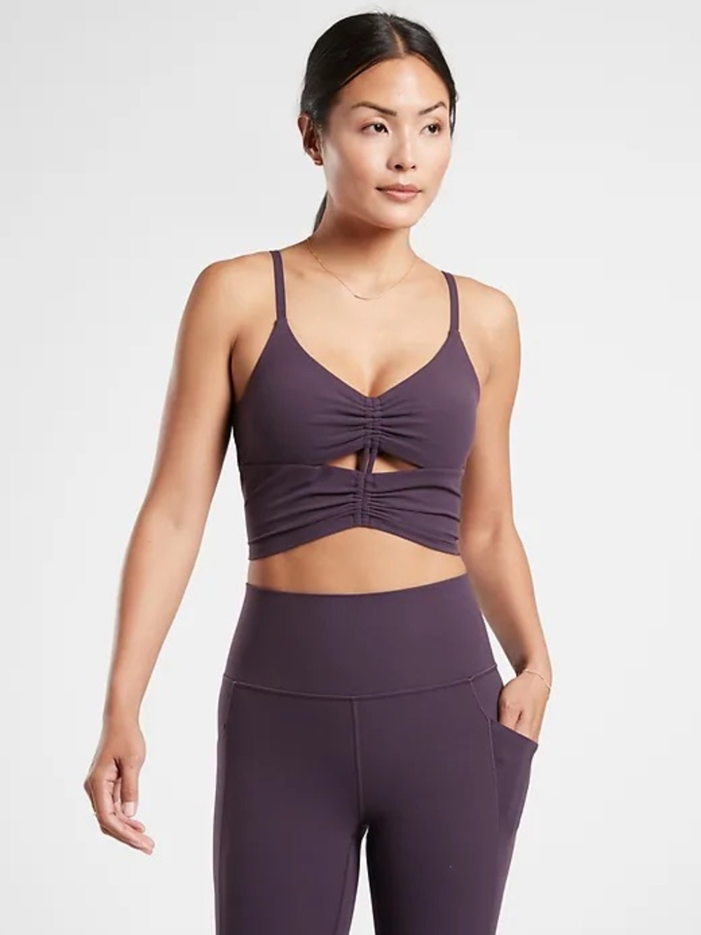 Athleta Salutation Cinch Longline Bra Deep Crocus Violet
